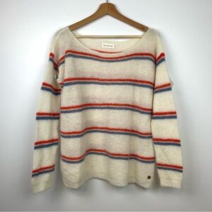 Harris Wilson Knit Sweater Adele Alpaca Striped Red Blue Sz Medium Quiet Luxury